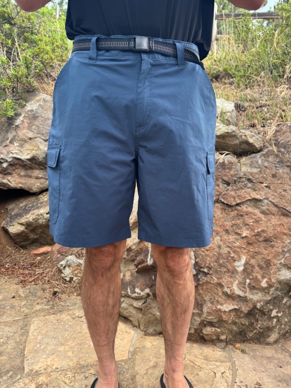 Orvis Men's Stone Blue Size 34 Flat Front Cargo Shorts